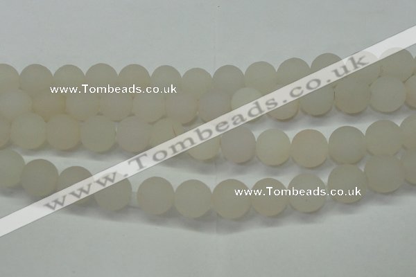 CAG6682 15 inches 12mm round white pilates agate beads