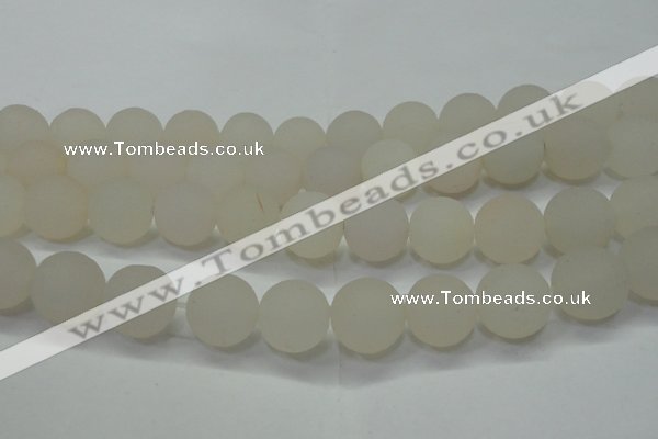 CAG6685 15 inches 18mm round white pilates agate beads