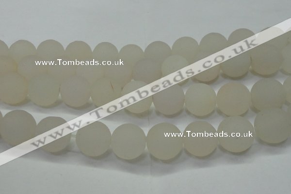 CAG6686 15 inches 18mm round white pilates agate beads