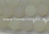 CAG6687 15 inches 8mm round white pilates agate beads