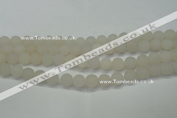 CAG6687 15 inches 8mm round white pilates agate beads