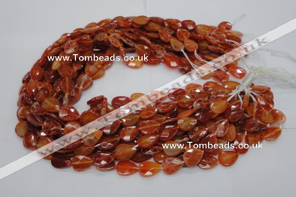 CAG669 15.5 inches 10*14mm faceted flat teardrop natural fire agate beads