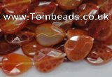 CAG670 15.5 inches 13*18mm faceted flat teardrop natural fire agate beads