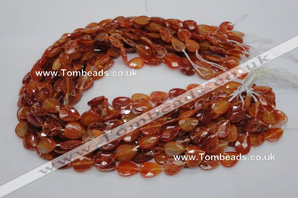 CAG670 15.5 inches 13*18mm faceted flat teardrop natural fire agate beads