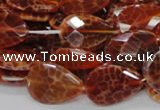 CAG671 15.5 inches 18*25mm faceted flat teardrop natural fire agate beads