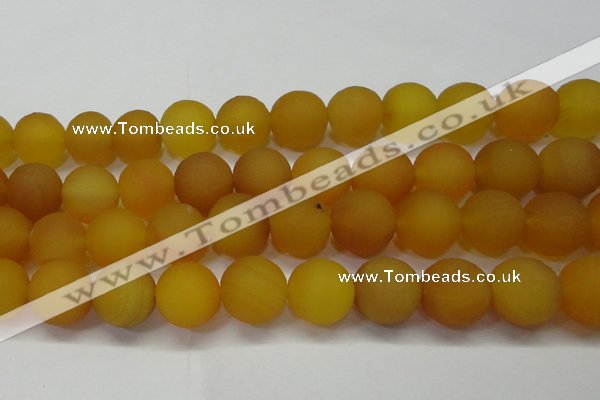 CAG6724 15 inches 16mm round yellow pilates agate beads