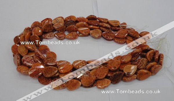 CAG673 15.5 inch 13*18mm faceted teardrop twisted natural fire agate beads