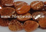 CAG674 15.5 inch 15*20mm faceted teardrop twisted natural fire agate beads