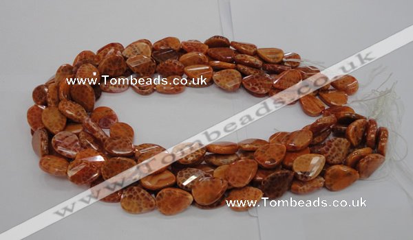 CAG674 15.5 inch 15*20mm faceted teardrop twisted natural fire agate beads