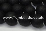 CAG6740 15 inches 8mm round black pilates agate beads