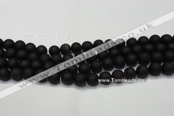 CAG6740 15 inches 8mm round black pilates agate beads