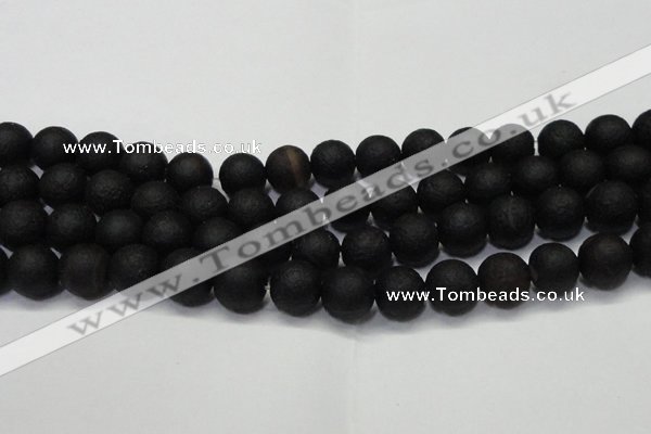 CAG6741 15 inches 10mm round black pilates agate beads