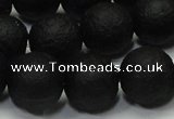 CAG6742 15 inches 12mm round black pilates agate beads