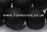 CAG6745 15 inches 18mm round black pilates agate beads