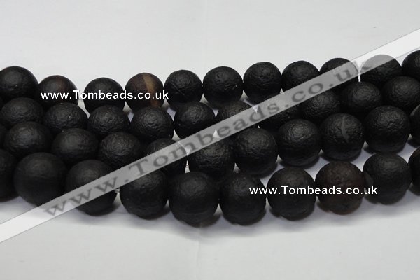 CAG6745 15 inches 18mm round black pilates agate beads