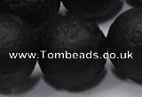 CAG6746 15 inches 20mm round black pilates agate beads