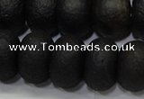 CAG6748 15 inches 10*14mm rondelle black pilates agate beads