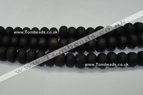 CAG6748 15 inches 10*14mm rondelle black pilates agate beads