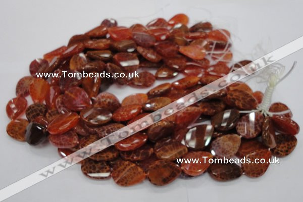 CAG675 15.5 inch 18*25mm faceted teardrop twisted natural fire agate beads