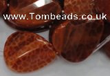 CAG676 15.5 inch 23*30mm faceted teardrop twisted natural fire agate beads