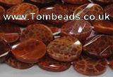 CAG677 15.5 inches 13*18mm twisted oval natural fire agate beads