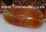 CAG681 15.5 inches 25*50mm faceted freeform natural fire agate beads