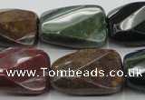 CAG6814 15.5 inches 16*22mm faceted & twisted rectangle Indian agate beads