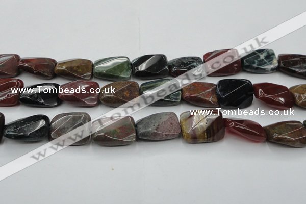 CAG6815 15.5 inches 18*25mm faceted & twisted rectangle Indian agate beads