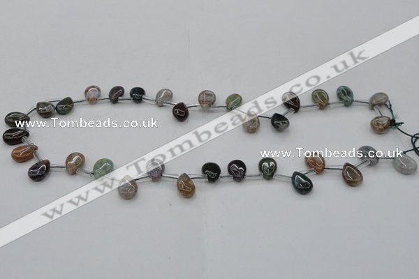 CAG6838 Top drilled 8*12mm flat teardrop Indian agate beads