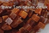 CAG686 15.5 inches 6*6mm cube natural fire agate beads wholesale