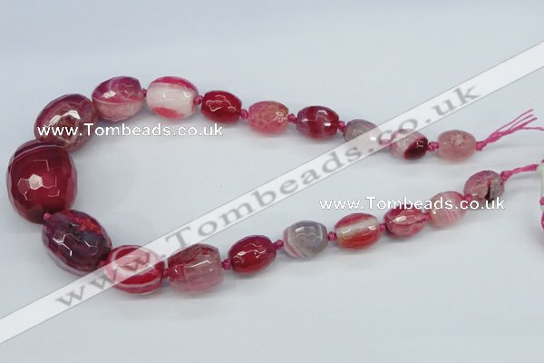 CAG6883 12*14mm - 25*30mm faceted drum dragon veins agate beads