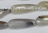 CAG6890 15.5 inches 10*30mm faceted teardrop line agate beads