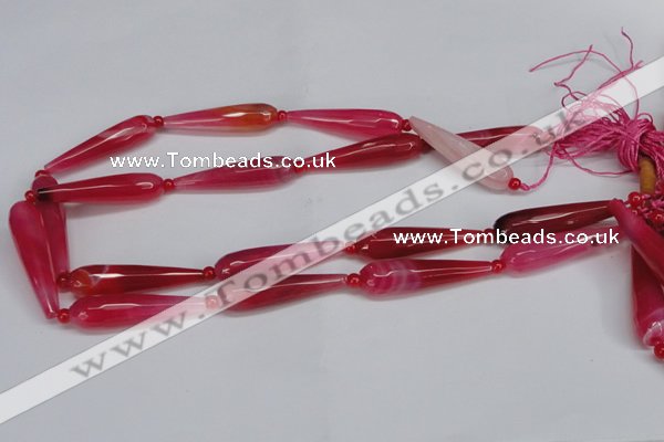 CAG6903 15.5 inches 10*40mm faceted teardrop line agate beads