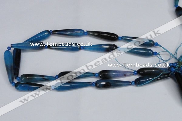 CAG6905 15.5 inches 10*40mm faceted teardrop line agate beads