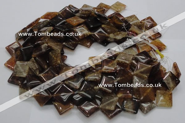 CAG691 15.5 inches 20*20mm rhombic dragon veins agate beads