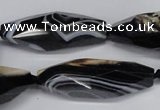 CAG6910 15.5 inches 13*40mm - 15*45mm faceted rice line agate beads