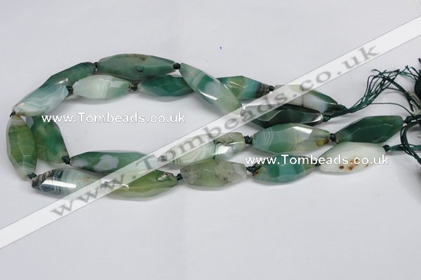 CAG6912 15.5 inches 13*35mm - 15*45mm faceted rice line agate beads