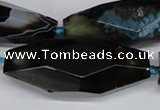 CAG6917 15.5 inches 18*65mm faceted rice line agate beads