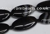 CAG6920 15.5 inches 15*30mm oval black line agate beads