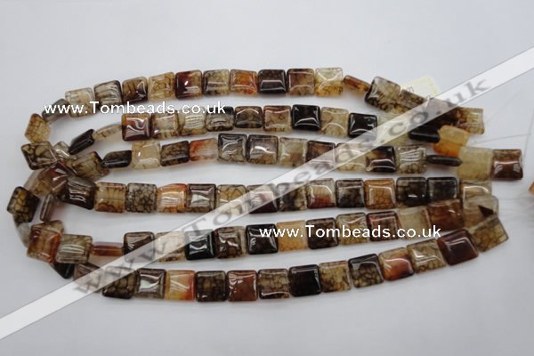 CAG693 15.5 inches 12*12mm square dragon veins agate beads