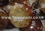 CAG694 15.5 inches 30mm flat round dragon veins agate beads