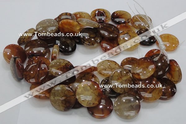 CAG694 15.5 inches 30mm flat round dragon veins agate beads