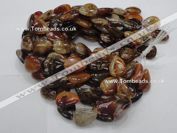 CAG695 15.5 inches 25*32mm flat teardrop dragon veins agate beads