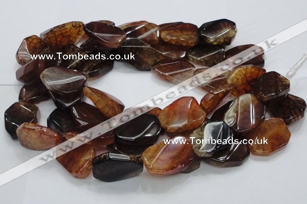 CAG696 15.5 inches 22*32mm twisted freeform dragon veins agate beads