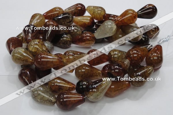 CAG698 15.5 inches 20*30mm teardrop dragon veins agate beads