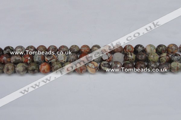 CAG7012 15.5 inches 8mm faceted round ocean agate gemstone beads
