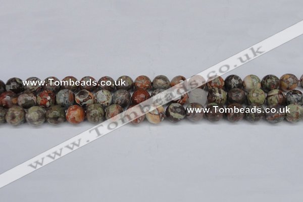 CAG7013 15.5 inches 10mm faceted round ocean agate gemstone beads