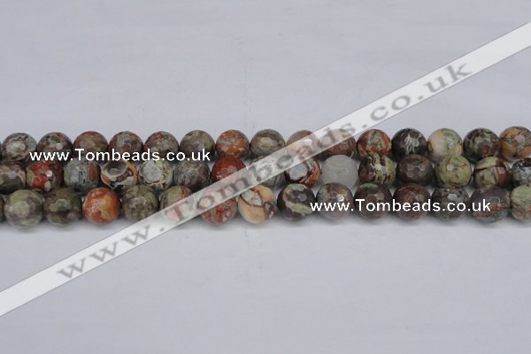 CAG7014 15.5 inches 12mm faceted round ocean agate gemstone beads