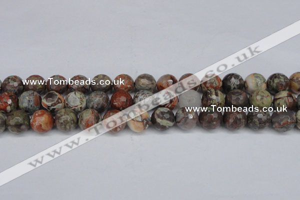CAG7015 15.5 inches 14mm faceted round ocean agate gemstone beads