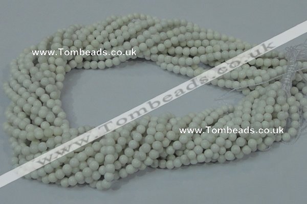 CAG704 15.5 inches 4mm round white agate gemstone beads wholesale